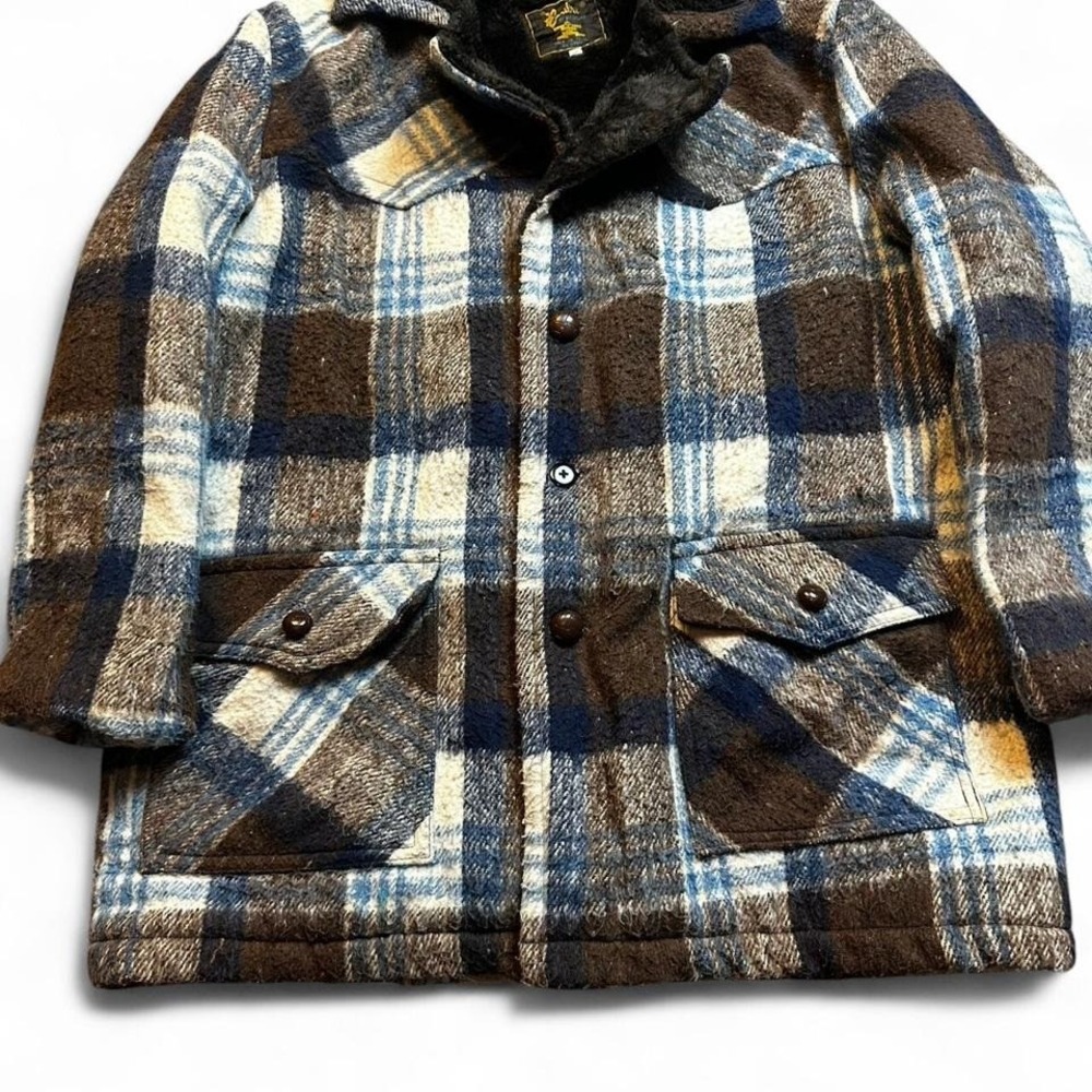 Vintage 70s Caribu Briarcliff Jacket flannel Plaid Wool blend Hunting large READ